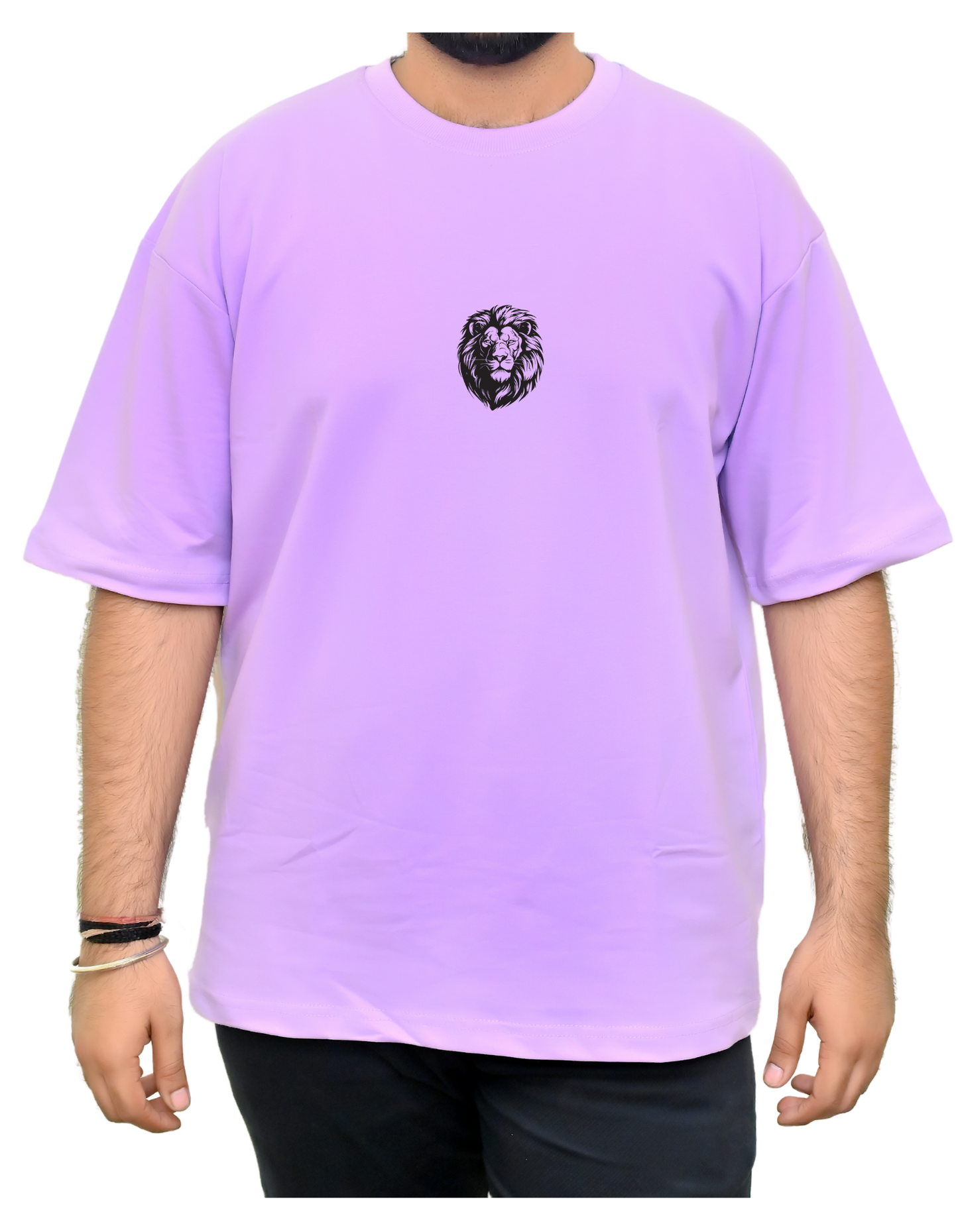 Lion Printed Lavender Oversize Unisex T-Shirt