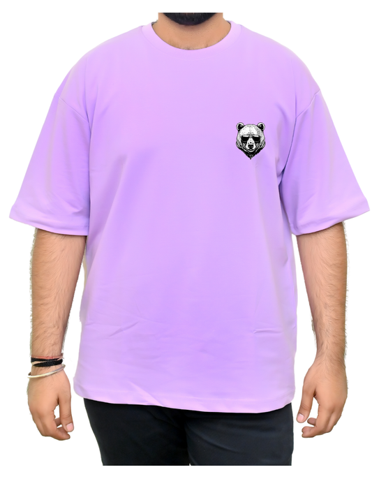 Dude Bear Printed Lavender Oversize Unisex T-Shirt