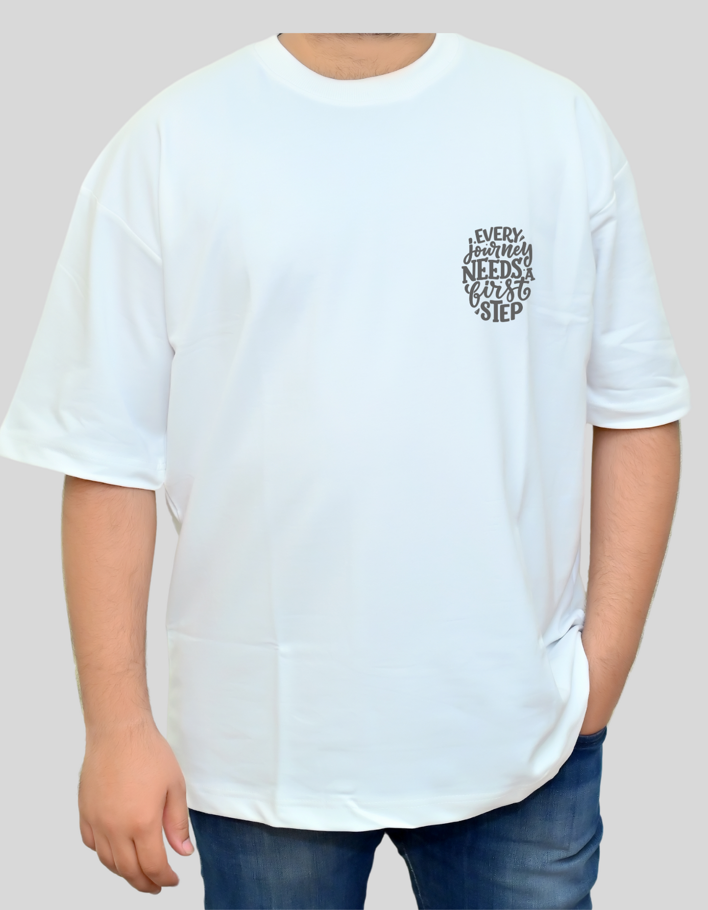 White Printed Oversize T-shirt | Unisex T-shirt