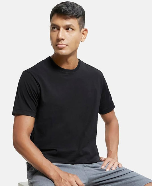 Men's Solid Round Neck Cotton Blend Half Sleeve Regular Fit T-Shirts