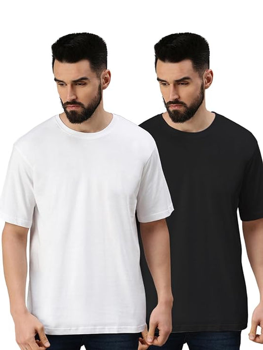 Black and White Combo Oversized Dropshoulder T-shirt