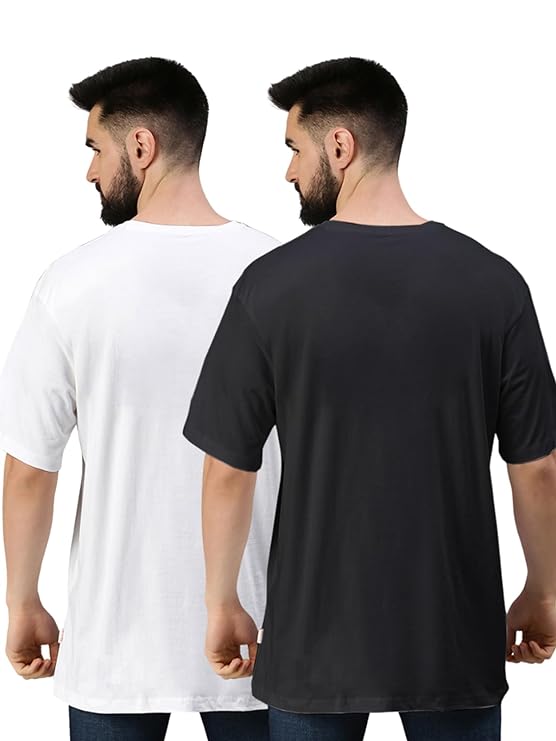 Black and White Combo Oversized Dropshoulder T-shirt