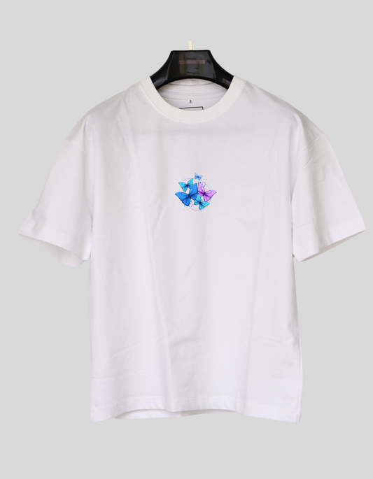Butterfly White Oversize Unisex T-shirt | White Designer Oversize T-shirt