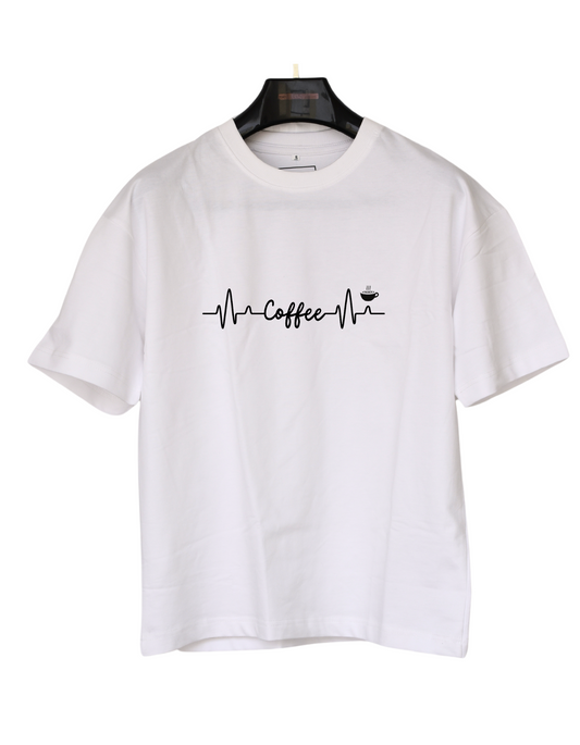 Coffee White Oversize Unisex T-shirt | White Designer Oversize T-shirt