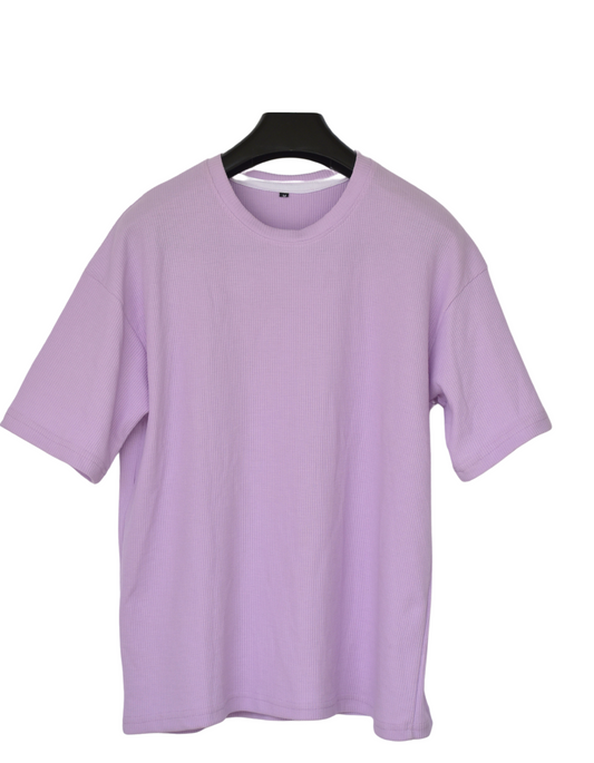 Lavender Solid Men Oversize Round Neck Half Sleeve T-shirt | Oversize T-shirt for men