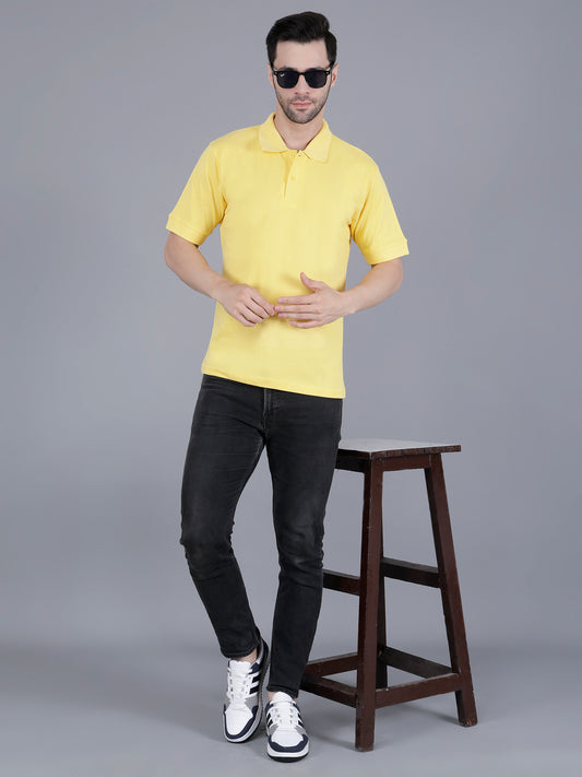 FTT Yellow Polo Collar T-shirt For Men