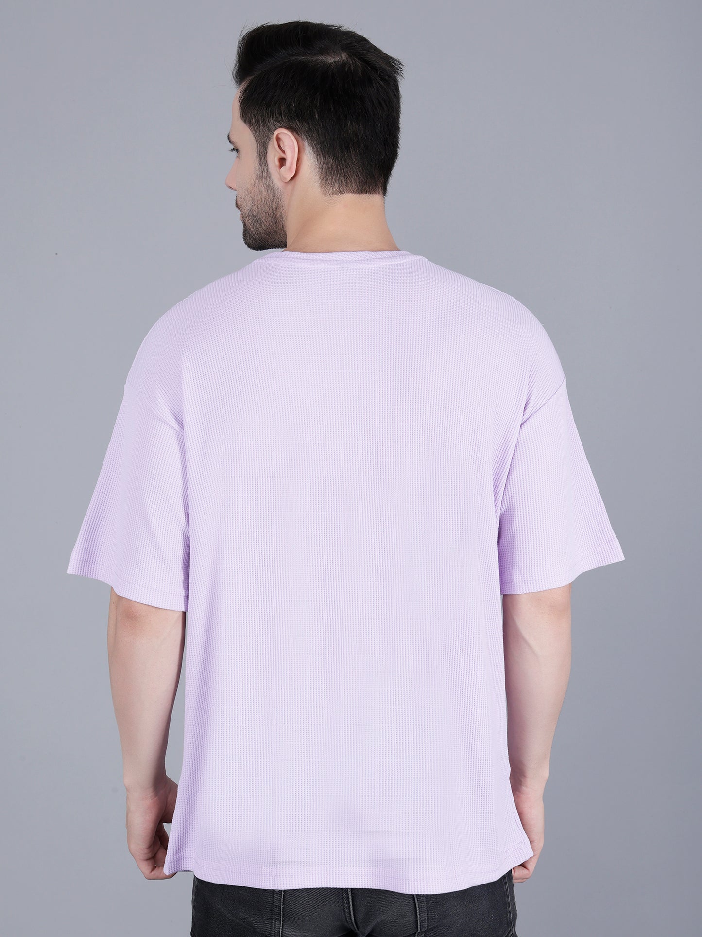 Lavender Solid Men Oversize Round Neck Half Sleeve T-shirt | Oversize T-shirt for men