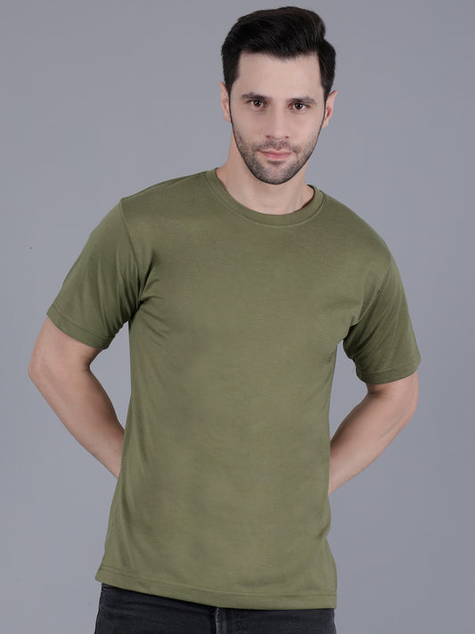 Men's Green Regular Fit Round Neck T-Shirt | Comfortable Casual Wear