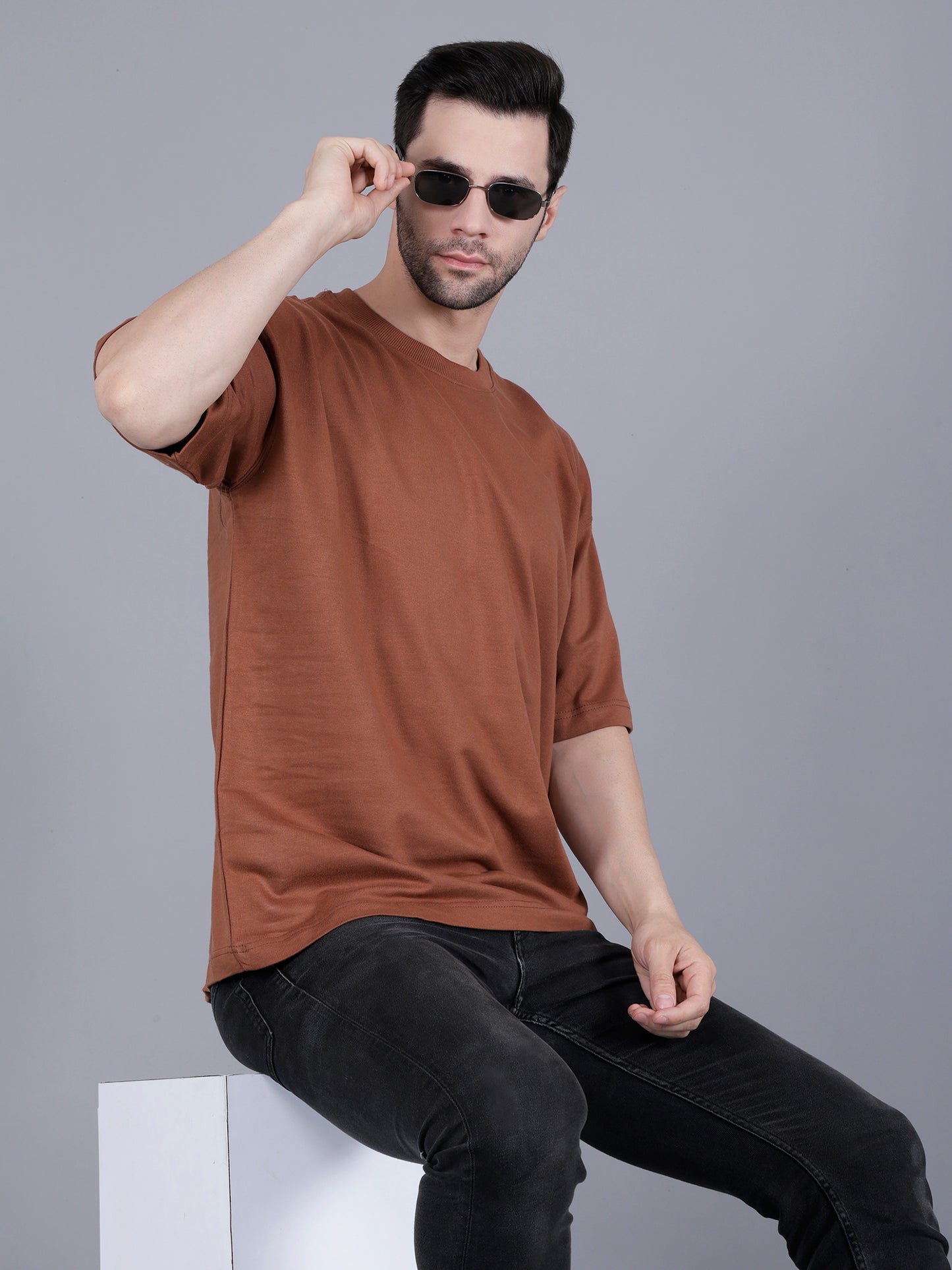 Unisex Oversized Brown Cotton T-Shirt | Comfortable Casual Wear for Men and Women