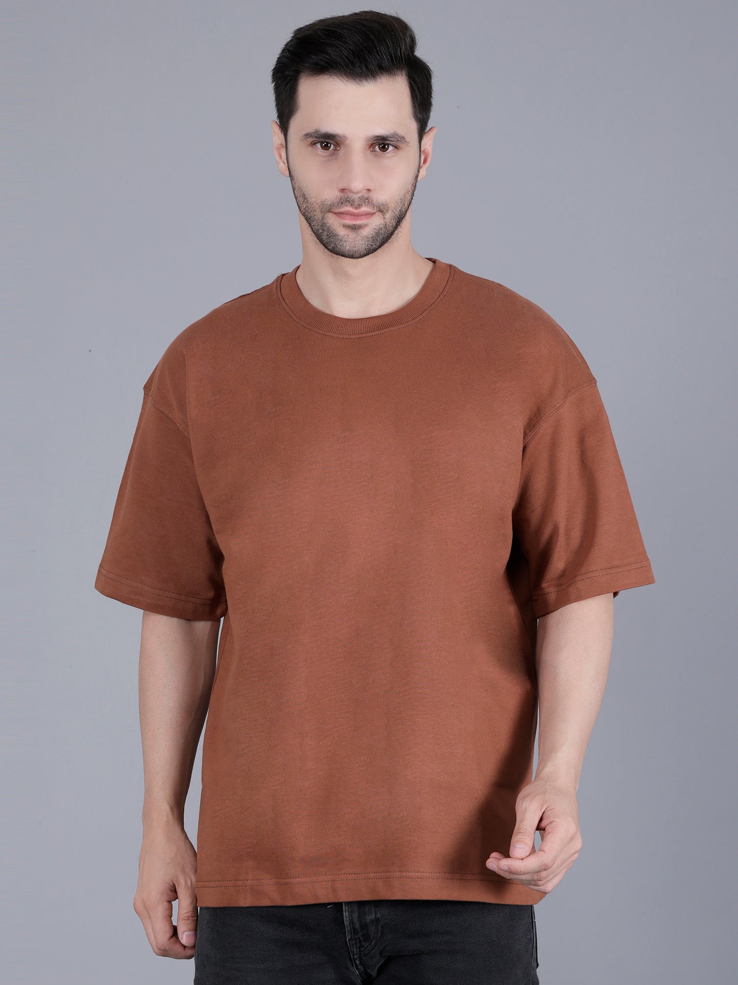 Unisex Oversized Brown Cotton T-Shirt | Comfortable Casual Wear for Men and Women