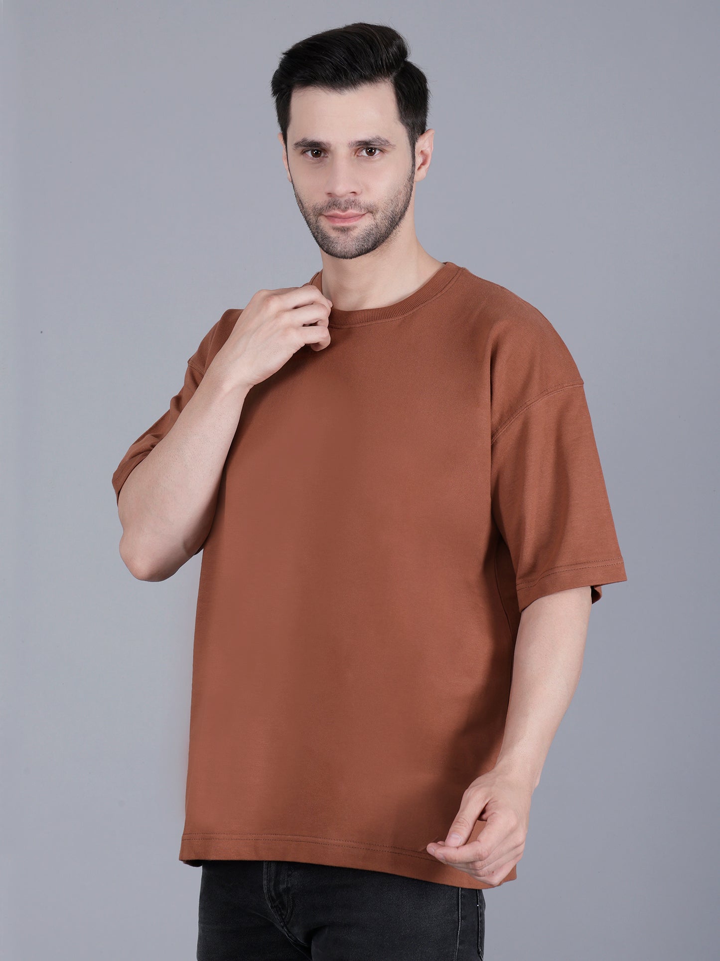 Unisex Oversized Brown Cotton T-Shirt | Comfortable Casual Wear for Men and Women