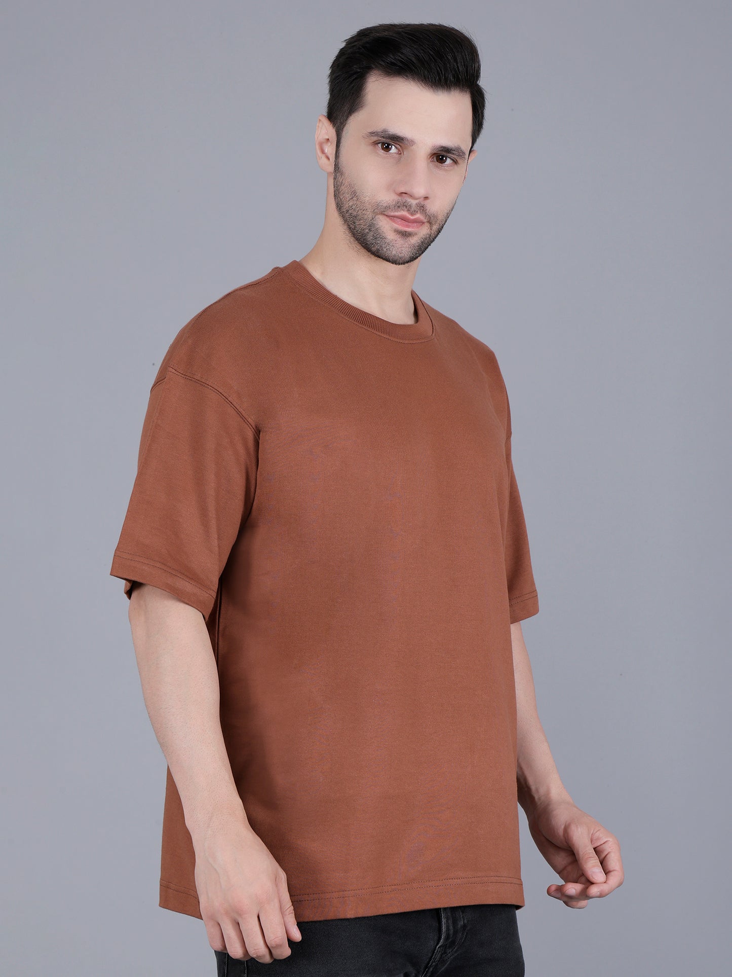 Unisex Oversized Brown Cotton T-Shirt | Comfortable Casual Wear for Men and Women