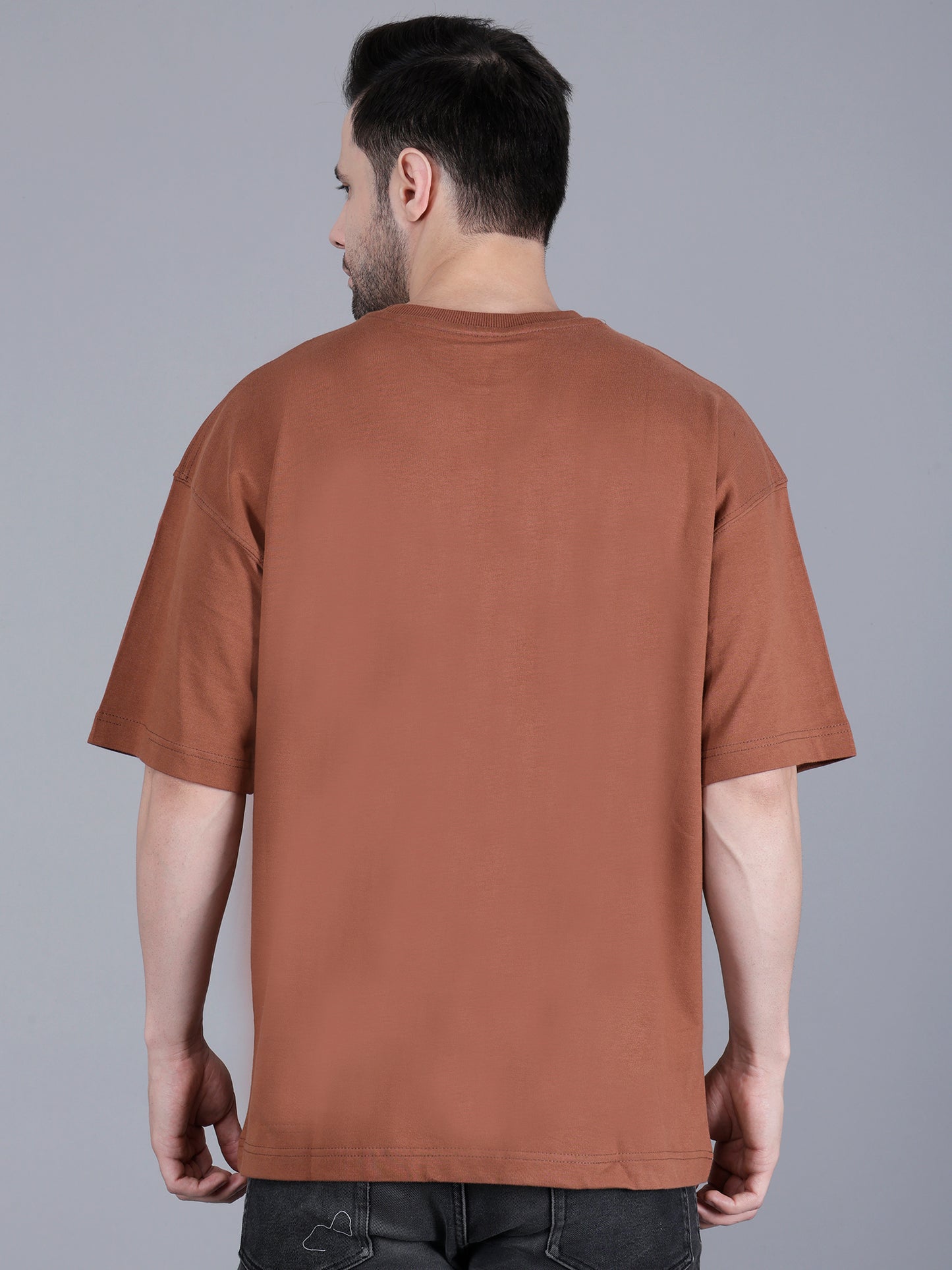 Unisex Oversized Brown Cotton T-Shirt | Comfortable Casual Wear for Men and Women