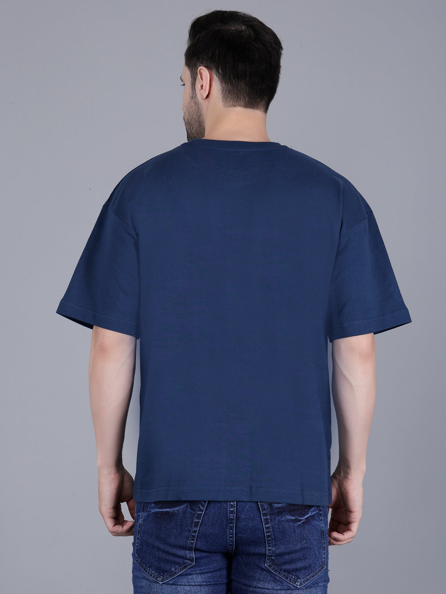 Men's Navy Blue Oversized T-Shirt Relaxed Fit Casual Tee