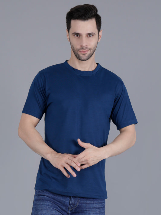 Cotton Navy Blue Regular Unisex T-Shirt