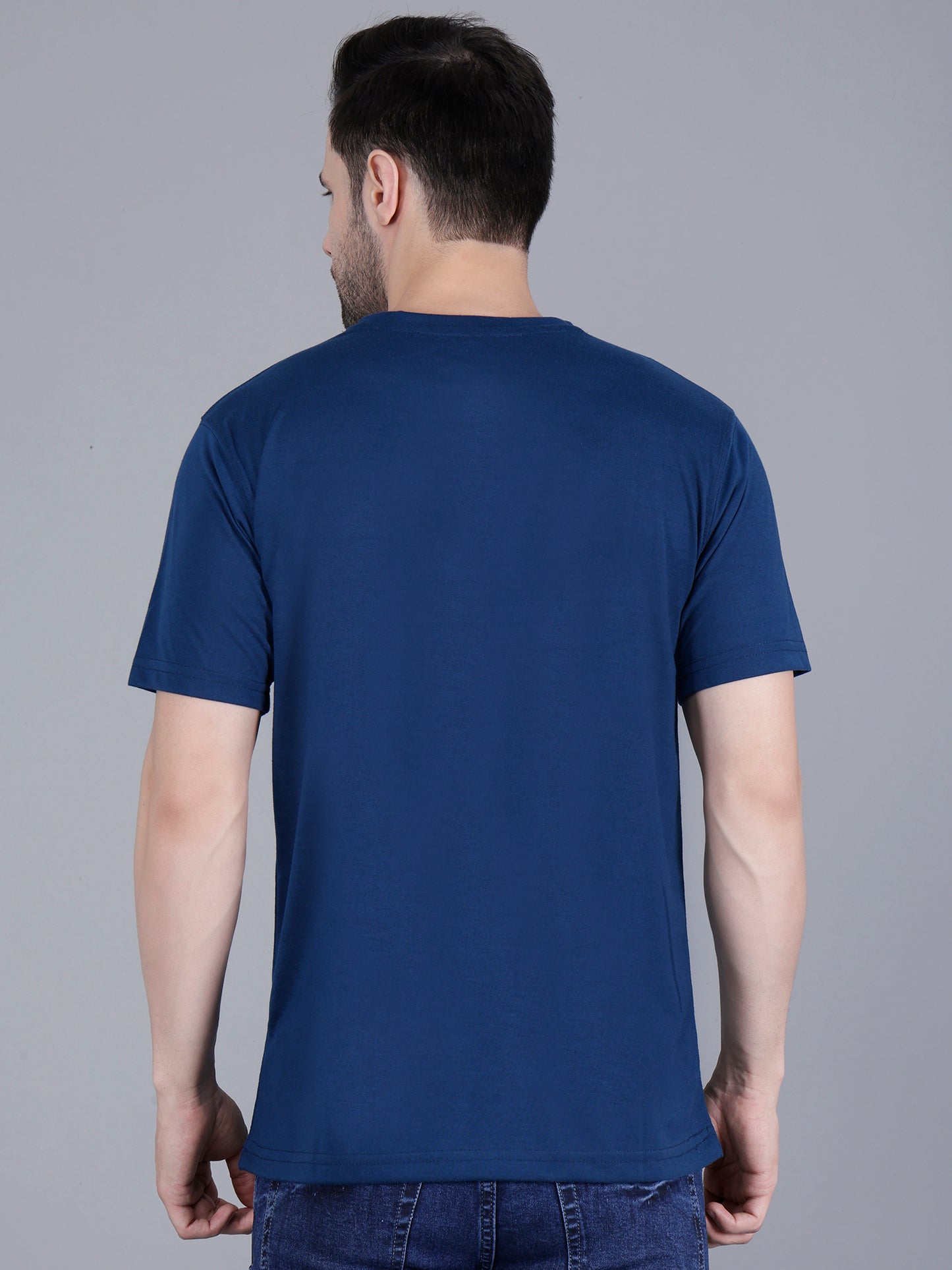 Cotton Navy Blue Regular Unisex T-Shirt